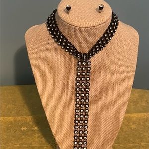 Bling choker tie set with matching earrings.
